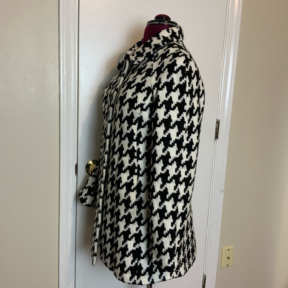 EUC YVOS  PEA COAT Black/White   Geometric Herringbone Women - Picture 4 of 11